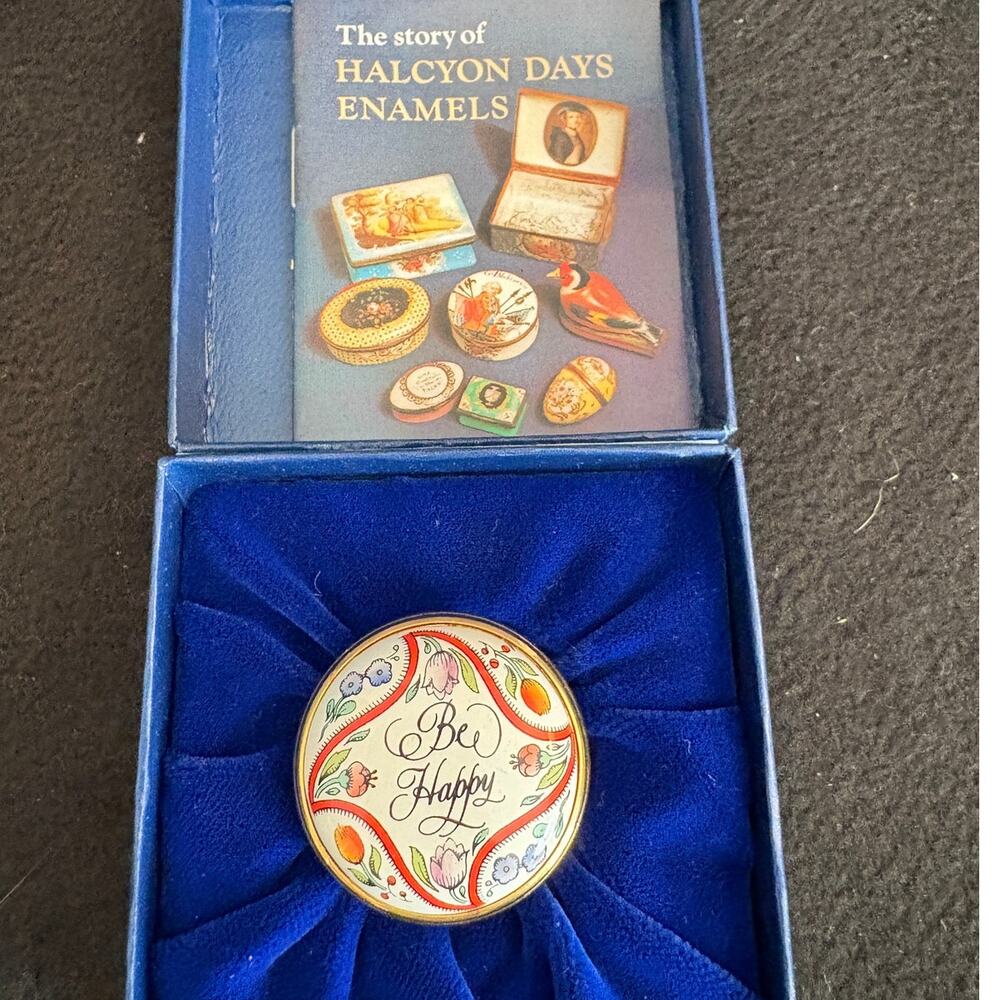 Halcyon Days Enamel Trinket Box Made in England w/ Original Box Bee Happy